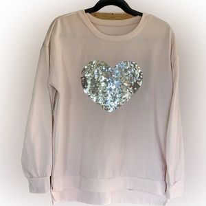 Women’s lightweight, light Pink with Sequins Hearts
